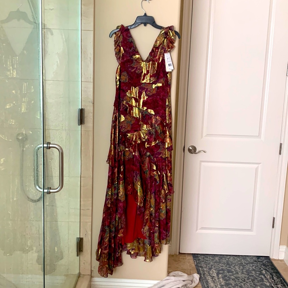 Nicole miller high low midi metallic floral.  New with tags
